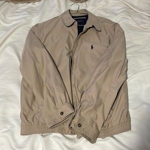 Polo Ralph Lauren Zip up Tan Sweater 100% Polyester shell (Large)